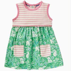 Baby Boden 3-6 Months Sleeveless Jersey Dress in Aloe Green Elephant Palm